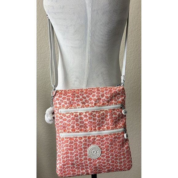 Kipling Keiko Crossbody Bag Poppy Spray Flowers Handbag With Monkey Charm - Picture 7 of 11